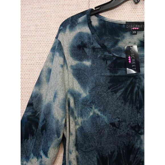 Women's Grey Tie dye Comfy Loungewear Pullover Blouse Plus Size 2X *stretchy* - Picture 3 of 10